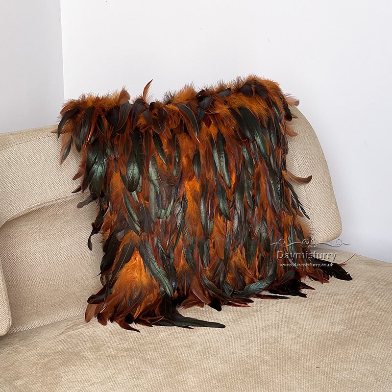 New design dyed feather pillows will add instant cosy appeal to any bed or sofa. #fur #pillow #furpillow #pillowcase #pillowcover #cushion #cushioncase #cushioncover #furpillow #furcushion #roomstyle #roomdecor #roomfashion #bedroomfashion #bedroomstyle #bedroomdecor #new #sofa