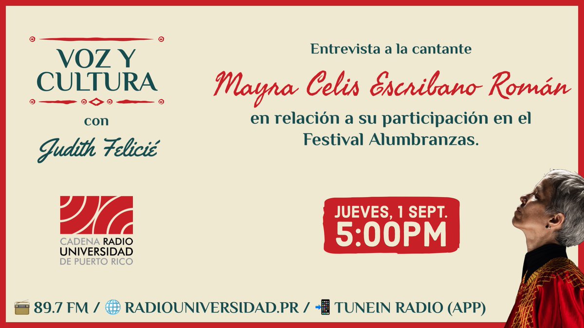 grupotepeu's tweet photo. 🔊 Podrán escuchar hoy, a las 5PM, la entrevista a nuestra cantante #MayraEscribano a través del 89.7 FM o ingresando a la página web de @radioupr. https://t.co/ZQo9sIXBny