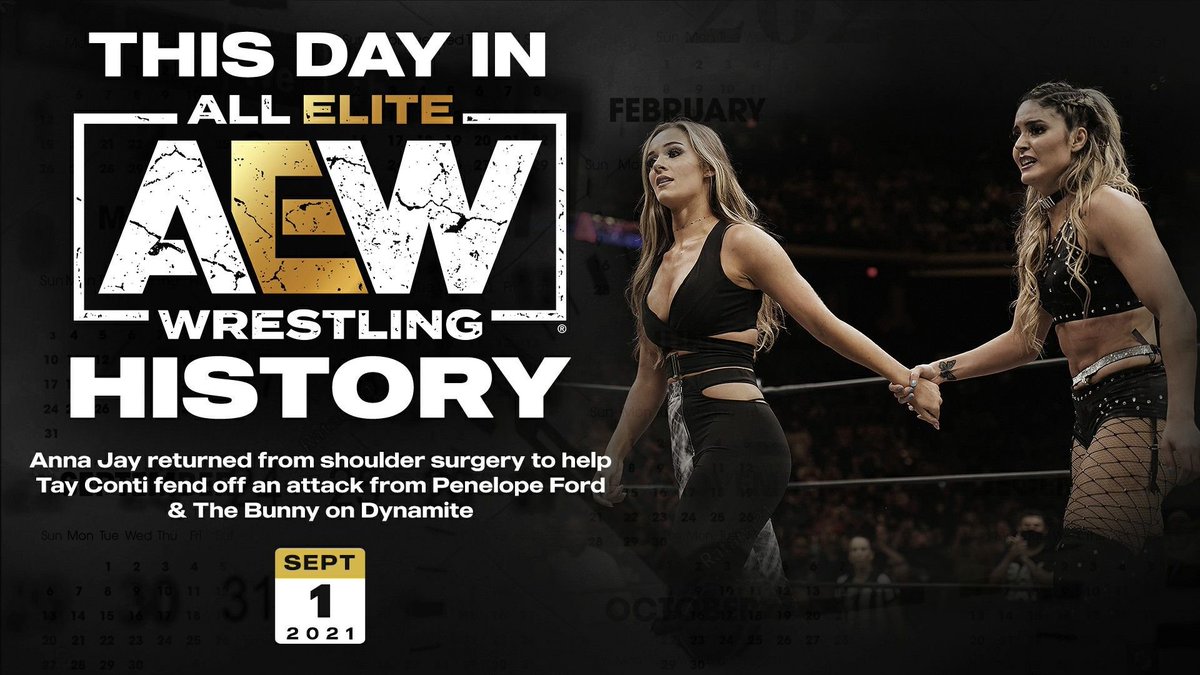 AEW's tweet image. On this day in #AEW History, @annajay___ returned from shoulder surgery to help @taymelo fend off an attack from @thePenelopeFord and @AllieWrestling on #AEWDynamite
▶️ youtu.be/PHfsGYUTfWM