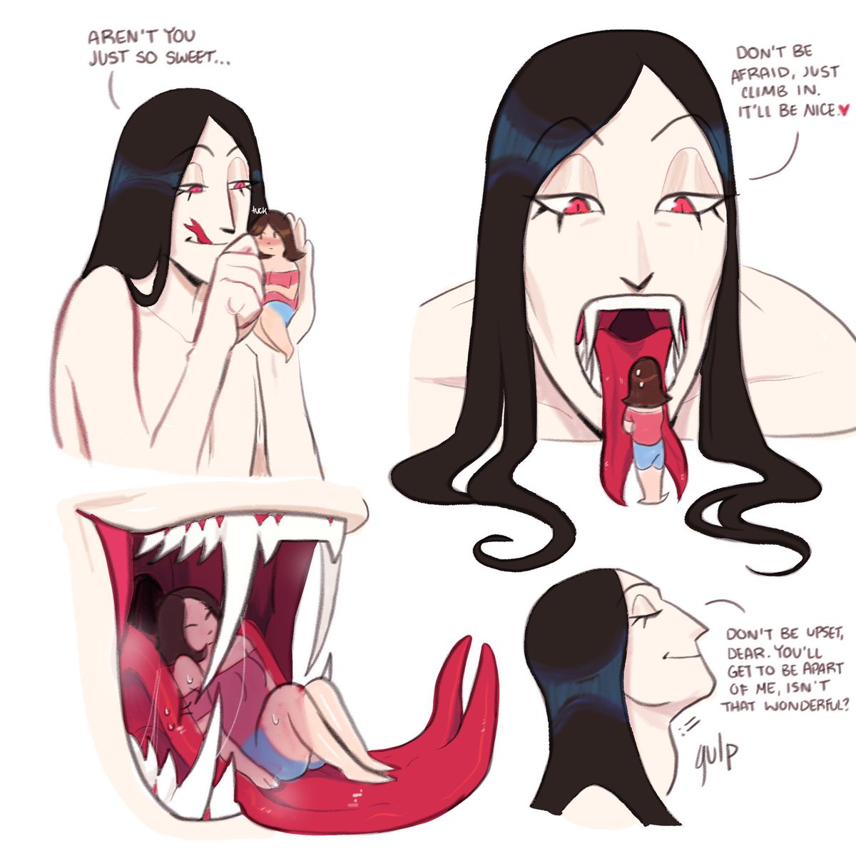 puf_teeth's tweet photo. If anyone could help promote me it would be greatly appreciated, I had just reached 150 followers before everything went crazy. I’m an artist who draws a lot of vore with my OC Kira https://t.co/oDE56ZLNOG