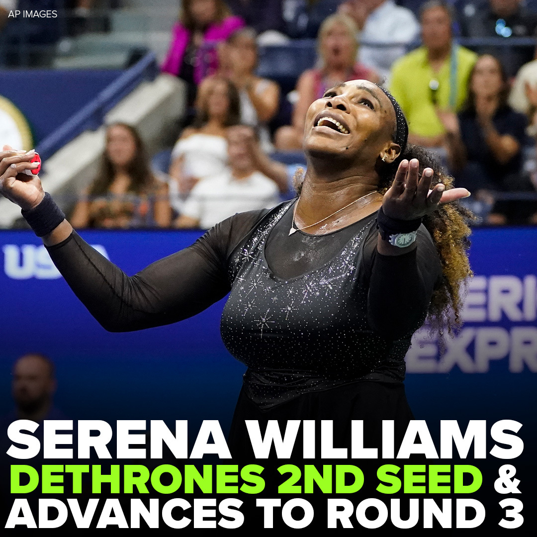 ABC7's tweet photo. SERENA ADVANCES! #SerenaWilliams eliminated No. 2 seed Anett Kontaveit in the #USOpen's second round to ensure that the 23-time Grand Slam champ will play at least one more singles match 🎾 https://t.co/ymCAMQnfAT https://t.co/KJVjqpoxJL
