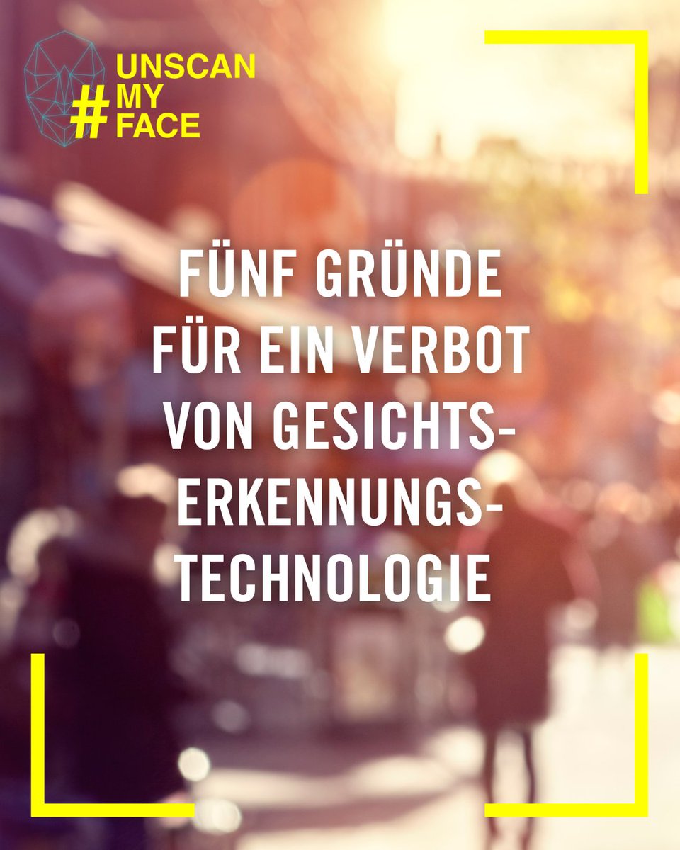 amnesty_de's tweet photo. 🚫 Mit #UnscanMyFace setzen wir uns für ein Verbot der Herstellung, des Einsatzes &amp; Exports von Gesichtserkennungstechnologie ein.🛑

Hier sind 5 Gründe für ein Verbot dieser Technologie!

1/7 https://t.co/WXRsHOQDgc