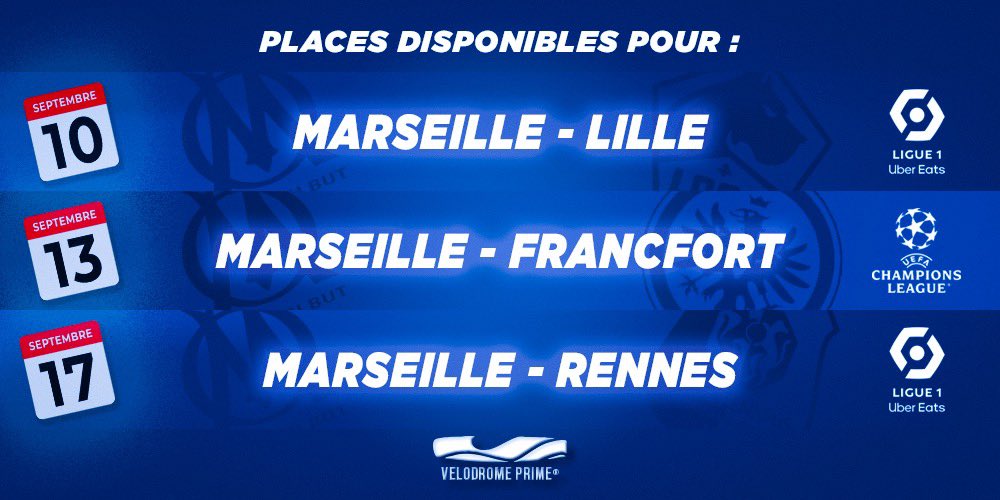 Velodrome_Prime's tweet photo. 🚨🚨🚨🚨🚨🚨
Places dispo pour :
OM LILLE
OM FRANCFORT EN LDC
OM RENNES
Paiement paypal 100% sécurisé 100% garantie
Contact en DM
RT + FOLLOW
#TeamOM #MatchOM
#LDCOM
@biloEntraide https://t.co/6UOD5YBe7Z