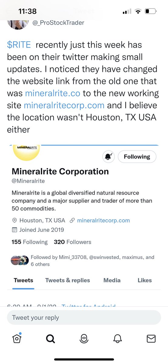 TheMuslimAlpha_'s tweet photo. $RITE I have confirmed on the phone with Mineral Rite that this mineral rite account is indeed real and they plan on using their Twitter again and will be updating us soon https://t.co/0IBaWu7uF1