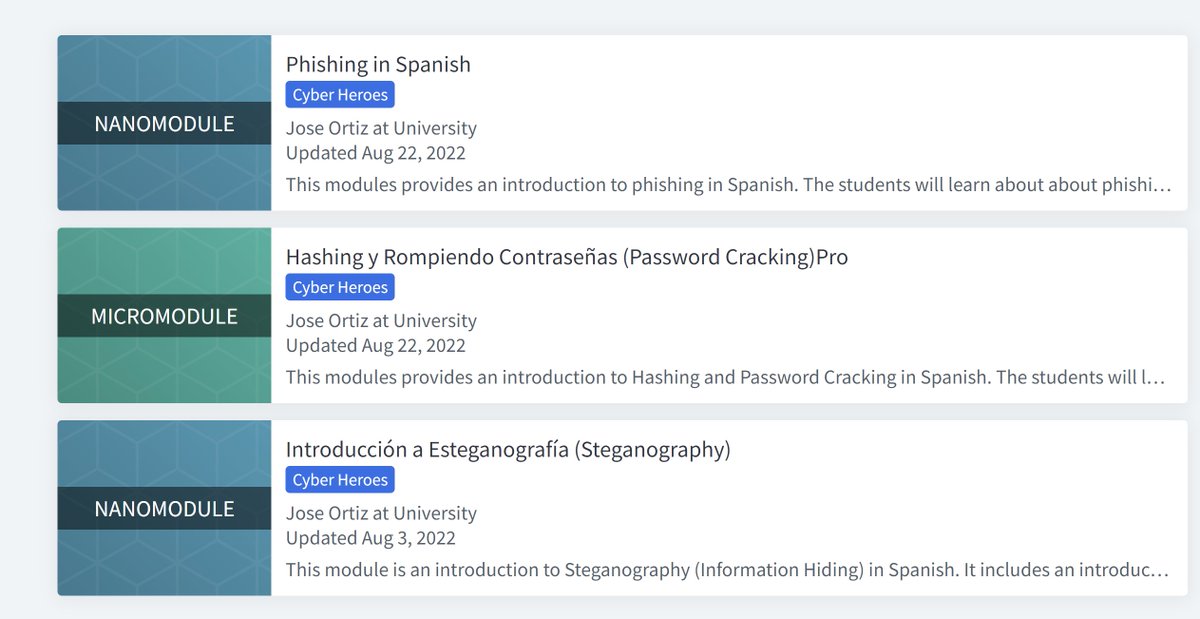 theclarkcyber's tweet photo. CLARK has recently expanded its curriculum offerings to include learning objects in Spanish. #clarkCan #Security #cybered #cybersecurityeducation https://t.co/GB5NdcA6kW