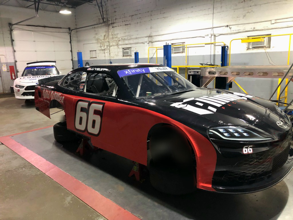 MBMMotorsports's tweet photo. Finishing touches going on the @TooToughToTame @XfinityRacing cars.

#66 @jjyeley1 welcomes new partner Alliance Packaging and returns Wild Willies on the quarterpanels.

#13 @ChadFinchum is seeking his fifth Darlington Xfinity start in the @TedRusselFord Mustang. #NASCAR https://t.co/aef6IWAUYn
