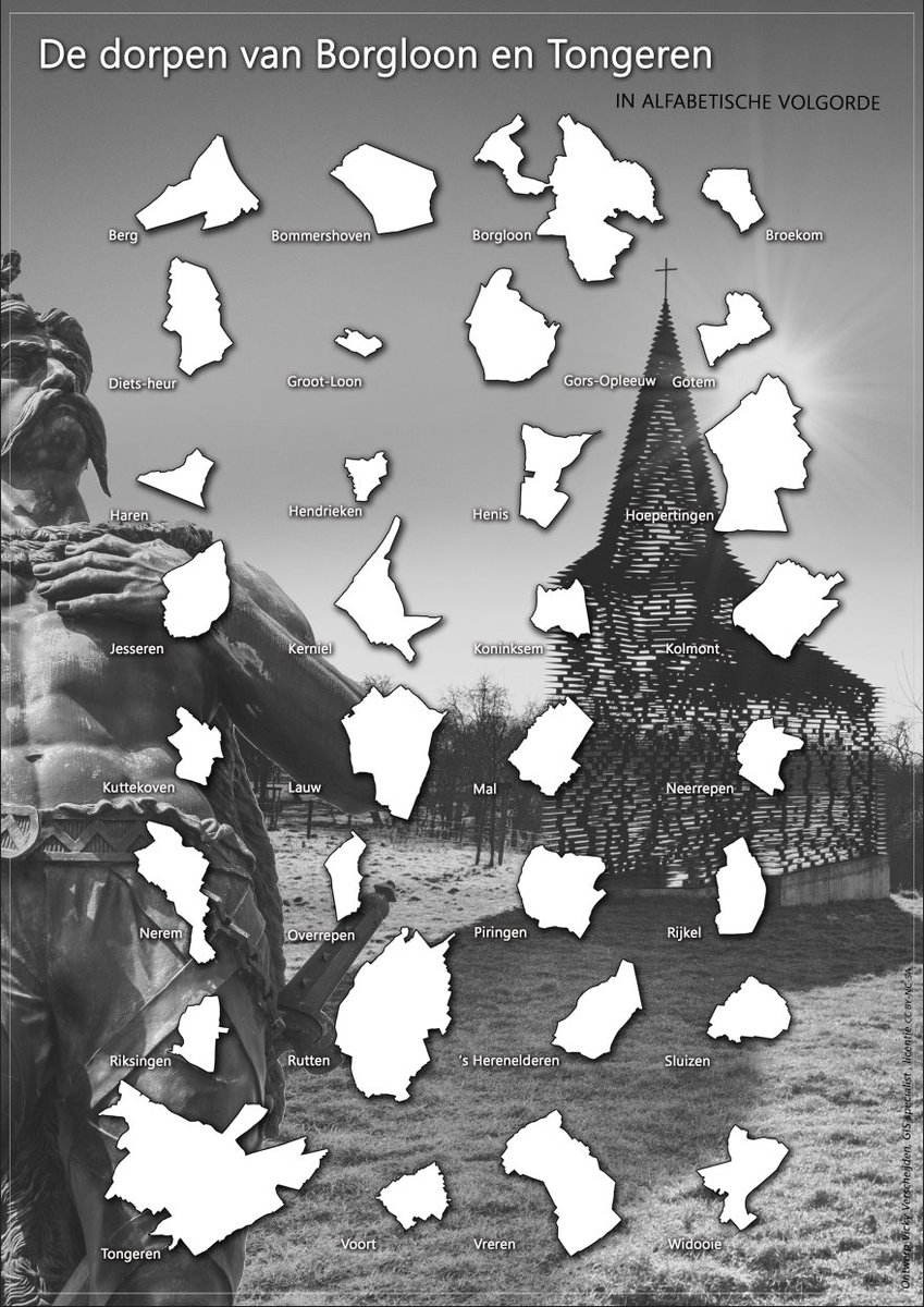 gis3700's tweet photo. Eerste schooldag puzzel: alle dorpen van Borgloon en Tongeren, op schaal .. knippen en puzzelen maar :) https://t.co/gfGkl6Osmz