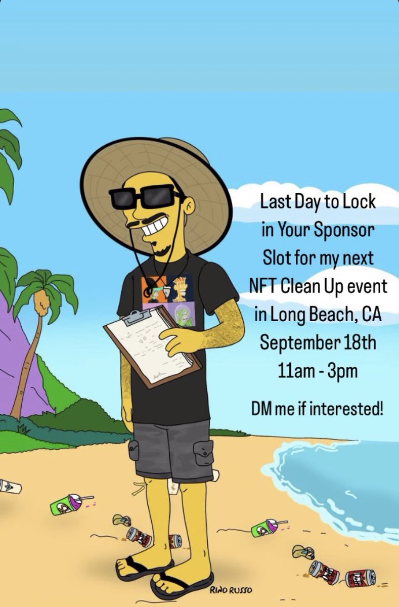 NFTCleanUp's tweet photo. #NFTCleanUp Last Day to Lock in Sponsor Slots for Any Projects or Individuals who want to Donate NFTs or Eth to help Expand & Improve this Event.
Organized by yours truly Every Month. Appreciate those Involved & who plans on Attending! The more people, the more Trash we collect! https://t.co/lscupMyeQA