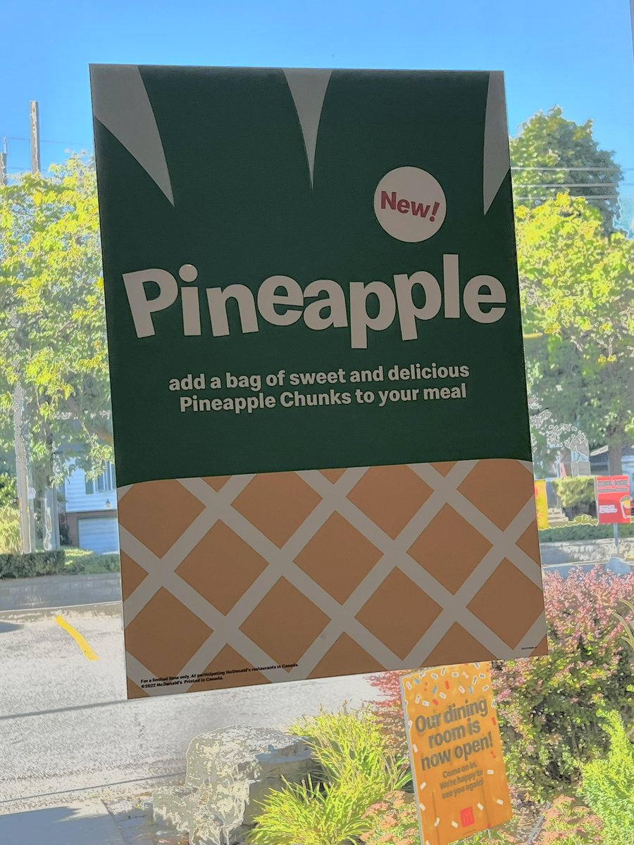 Unity360Media's tweet photo. @McDonaldsCanada 🤔 Pineapple 🍍 eh? 🇨🇦 https://t.co/ea1pAOpWOY