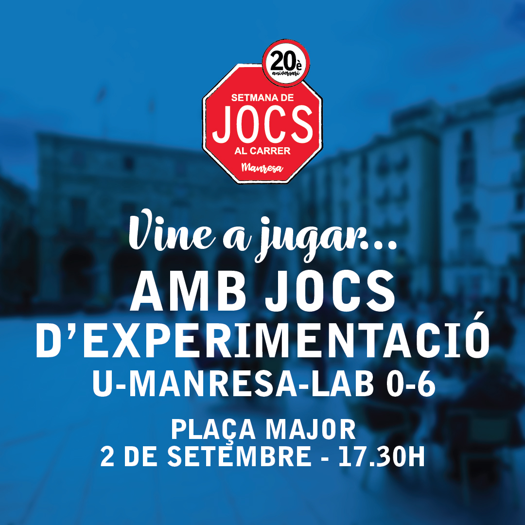 caemanresa's tweet photo. #JocsAlCarrerManresa2022 Escull entre les act. paral·leles programades per demà dia 2 de set. a les 17.30 h. 
📌Pl. Sant Ignasi Malalt, baldufes amb Mateu Comellas 
📌Pl. Major, jocs d’experimentació @UManresa #lab06 
📌Pl. St. Domènec, jocs de taula del món amb Dominique Dumeste https://t.co/WPZFi1dmlT
