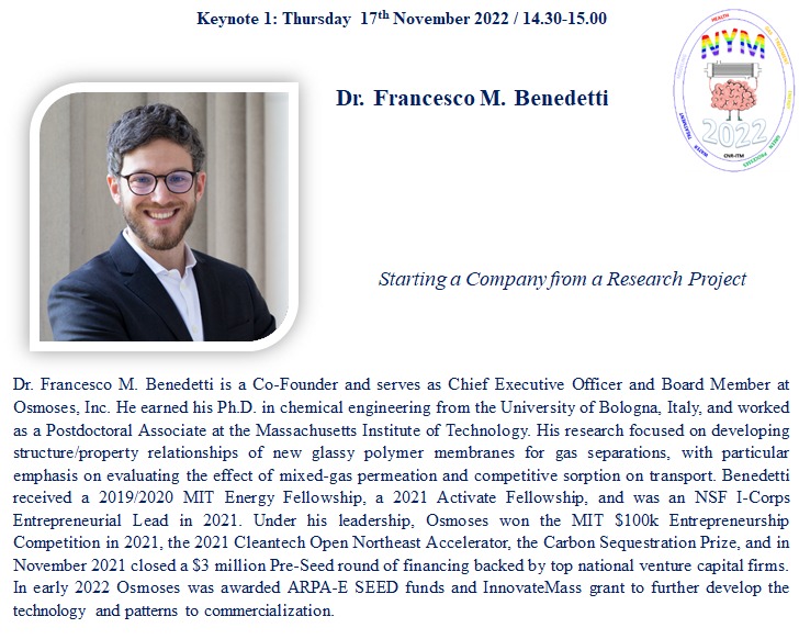 Network Young Membrains (@nmembrains) on Twitter photo Meet our keynote speakers!
Francesco will tell us his experience to bring novel materials from lab to market
More info at: euromembrane2022.eu/index.php/nym
#NYM #NYM2022
<a href="/CNRsocial_/">CNR Consiglio Nazionale delle Ricerche</a> <a href="/EUMembraneSoc/">EMS</a> <a href="/MembraneAfrica/">African Membrane Society</a> <a href="/MemSocAus/">Membrane Society of Australasia</a> <a href="/nams2022/">NAMS 2022</a> <a href="/nams2023/">NAMS2023</a> Meet our keynote speakers!
Francesco will tell us his experience to bring novel materials from lab to market
More info at: euromembrane2022.eu/index.php/nym
#NYM #NYM2022
<a href="/CNRsocial_/">CNR Consiglio Nazionale delle Ricerche</a> <a href="/EUMembraneSoc/">EMS</a> <a href="/MembraneAfrica/">African Membrane Society</a> <a href="/MemSocAus/">Membrane Society of Australasia</a> <a href="/nams2022/">NAMS 2022</a> <a href="/nams2023/">NAMS2023</a>