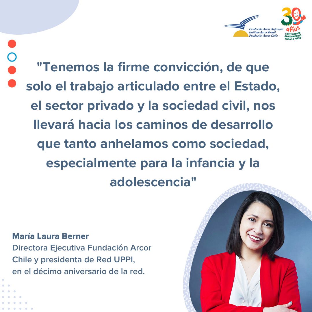 Palabras de <a href="/mlauraberner/">María Laura Berner</a>, Directora Ejecutiva de Fundación Arcor Chile y Presidente de la Red <a href="/uppi_cl/">UPPI - Empresas Unidas por la Infancia</a> 🙌🏽

#10AniversarioRedUPPI #EmpresasYNiñez #ReconozcoMisImpactos