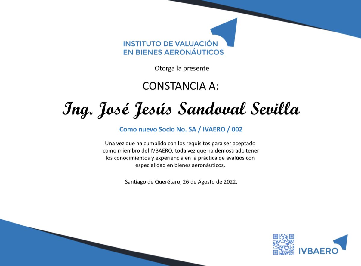 ivbaero's tweet photo. Le damos la Coordial Bienvenida al Instituto de Valuación de Bienes Aeronáuticos a nuestro querido amigo el Ing. José Jesús Sandoval Sevilla.
Con Domicilio : CD México
BIENVENIDOS ¡¡¡¡¡¡¡¡¡¡. #ivbaero https://t.co/44ilvkqqzW