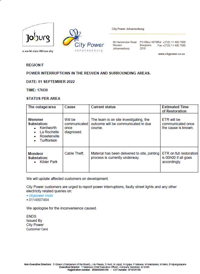 CityPowerJhb's tweet photo. Region F #Reuven
#MondeorSub Jointing process continues.
The team is on site investigating #Kenilworth #LaRochelle & surrounds. ^DR https://t.co/1XpSpWUE8W