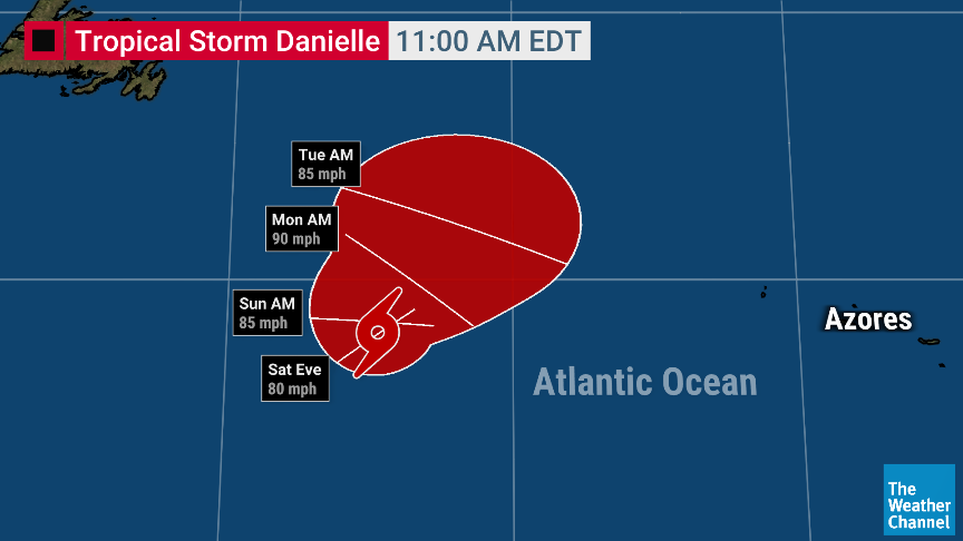 New month. New named storm. Here's the latest on Tropical Storm Danielle. @weatherchannel