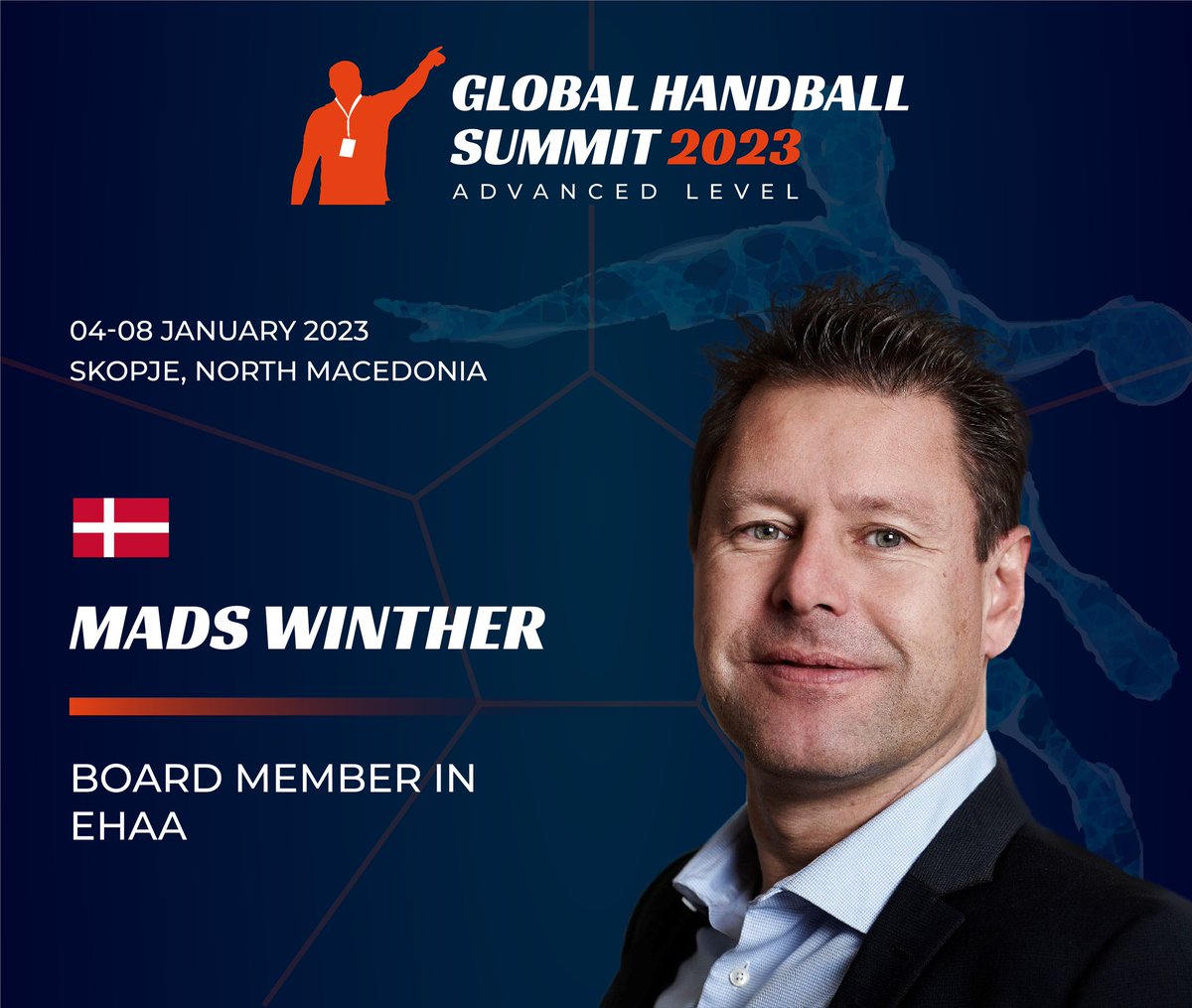 Happy to announce that Mads Winther will be representing <a href="/EHAA_handball/">EHAA</a> at the Global Handball Summit 2023 <a href="/summit_2023/">Regional Climate Summit 2023</a>
Great opportunity to share our vision of the role and place of agents in the world of handball.
Let's meet during the event!
#GlobalHandballSummit #Handball