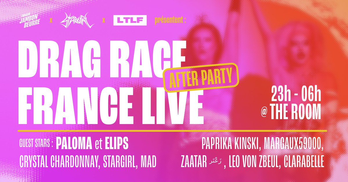 💣⚔️💥

DRAG RACE FRANCE LIVE AFTER PARTY

📅 Jeudi 8 Septembre 
⏰ 23h - 6h
📍The Room, 53 Rue Léon Gambetta, Lille

Avec <a href="/The_Paloma_/">⚜️ 𝑷𝑨𝑳𝑶𝑴𝑨 ⚜️</a> &amp; Elips de <a href="/DragRace_Fr/">Drag Race France 👑🇫🇷</a> ! 💋🏁

🚨MISE EN VENTE DES BILLETS DEMAIN À 11H 

#DragLille #DragRaceFranceLive