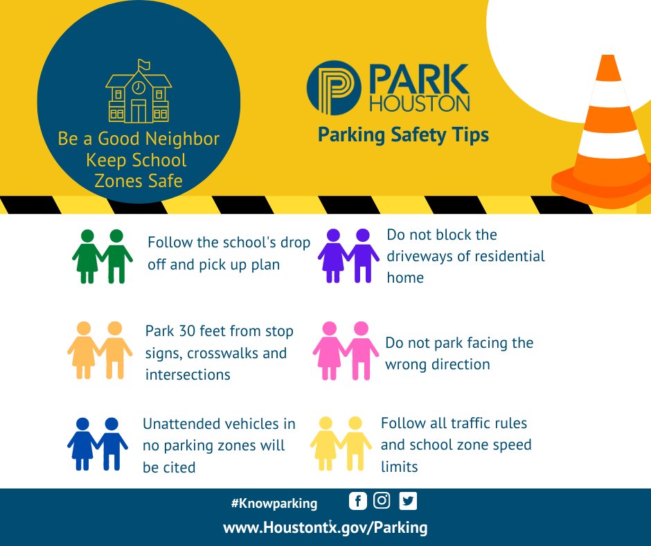 HouParking's tweet photo. For the safety of the students, educators and the neighborhood, it is important to follow your school's drop-off and pick-up plan. Be aware of no parking zones and do not leave your vehicle unattended. #knowparking #backtoschool #publicsafety #hisd https://t.co/DKg0PE8RL3