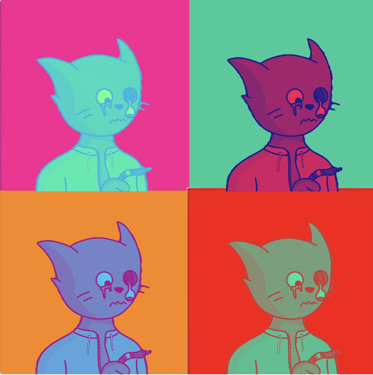 Richard7310548's tweet photo. Went down the art route for the @FelineFiendz #FIENDZRAFFLE art comp with a banksy and warhol #FIENDZTAKEOVER #nftcomp #NFTCommunity https://t.co/x7M0n0QaYH