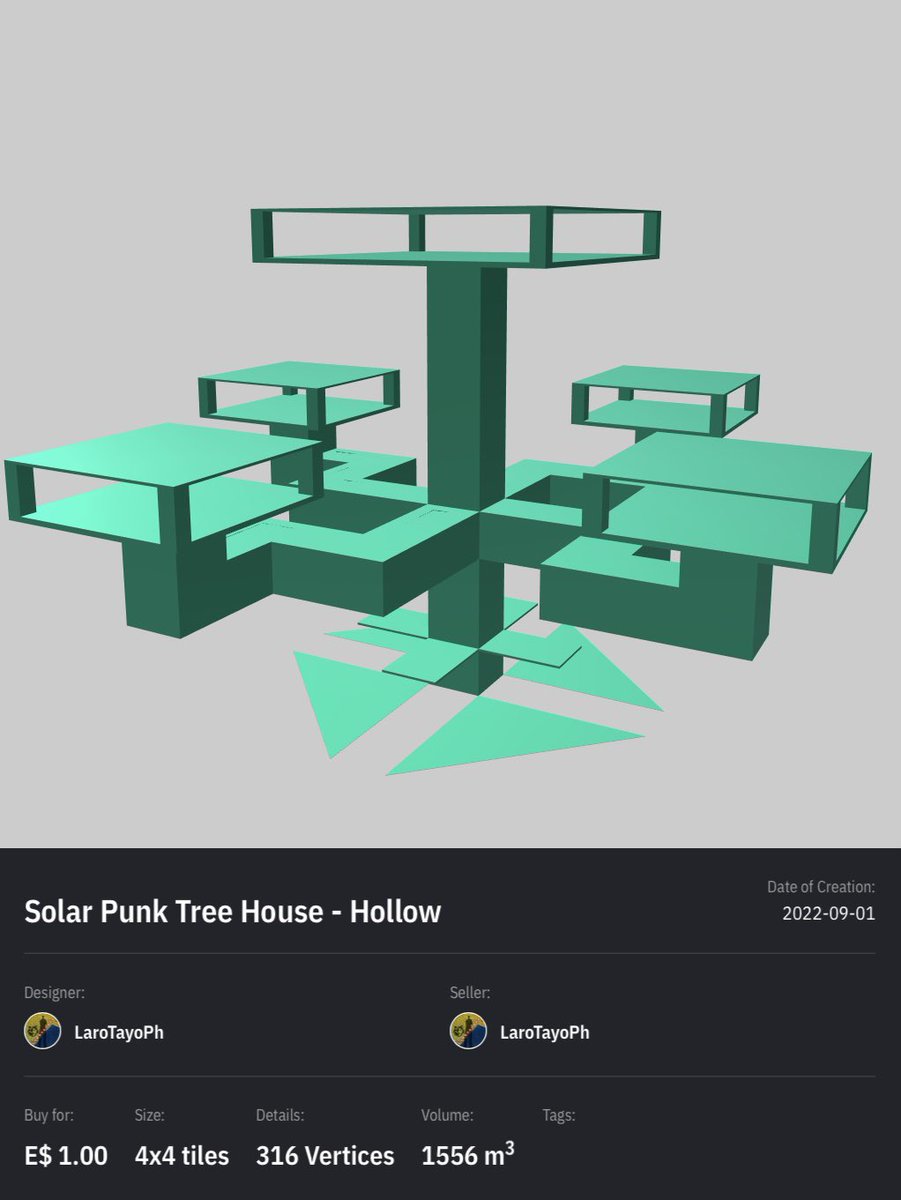 LaroTayoPinas's tweet photo. #Earth2 #HoloBuildingMarket Listing

#SolarPunk Inspired Tree House | #4x4TileDesign

#CreateToEarn https://t.co/ympzegVkz0