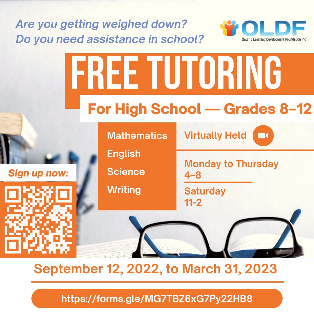OldfInc's tweet photo. Free access for tutoring at OLDF! 📚✏️
Available until March 31st!
Highschool students in grades 8 - 12

Subjects: Math, English, Science, and Writing

#oldf #gtatutors #education #community #support #learning #empower #mission https://t.co/eomJQQb1s9