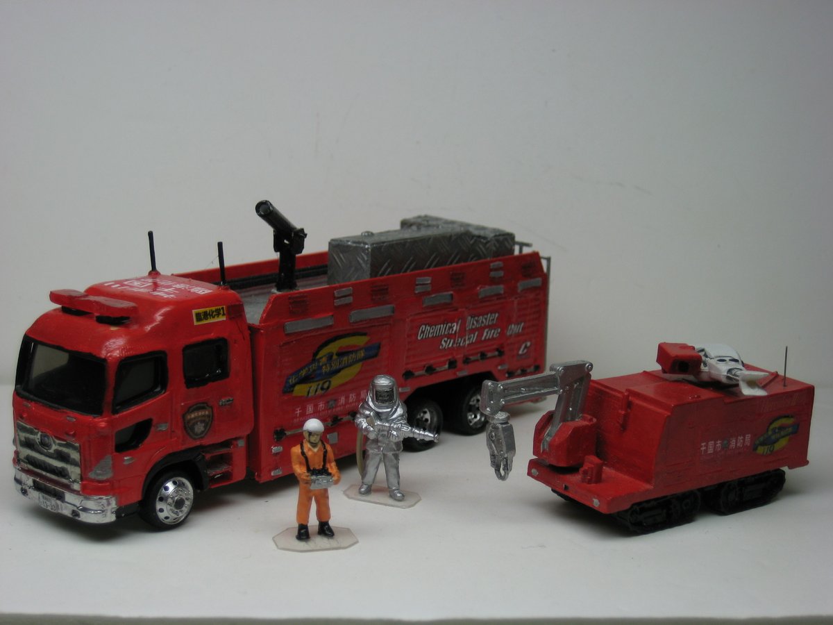 懐かしの消防車、救急車3台セット（トミカ改造）