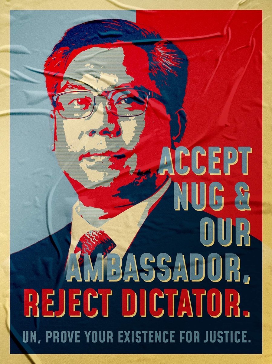 LucasMyo_Taiwan's tweet photo. Accept NUG and Our UN Ambassador U Kyaw Moe Tun, Reject Dictator.
#WhatsHappeningInMyanmar https://t.co/NIqJHGfAuE
