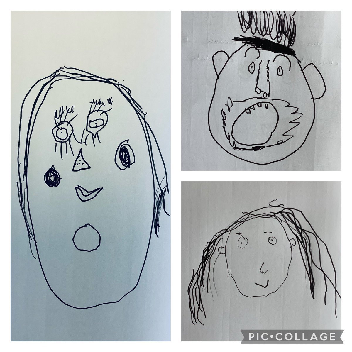 DeanburnPS_P2_1's tweet photo. We have been looking at our facial expressions in a mirror and adding detail to our fabulous black line line drawings. Look at the amazing details these pupils have included! Can you tell which are our happy faces and which are our surprised faces? #Foundationsofwriting https://t.co/06kD5TGUjo