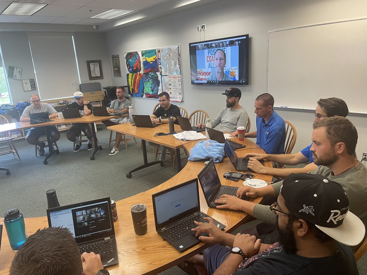 LPHolland's tweet photo. Southridge Senior School coaches are busy preparing for the return of our student athletes! @PositiveCoachUS is providing some great Pro-D on developing character and teamwork in a competitive sports environment #sridge #SEL #positivecoachingalliance https://t.co/sm6vF6YJBz