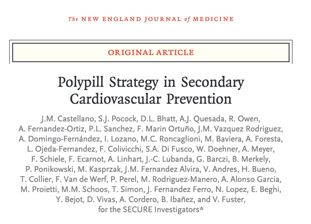 Treatment with a polypill containing aspirin, ramipril, and atorvastatin within 6 months after myocardial infarction resulted in a significantly lower risk of major adverse cardiovascular events than usual care!

@NEJM 

nejm.org/doi/full/10.10…
