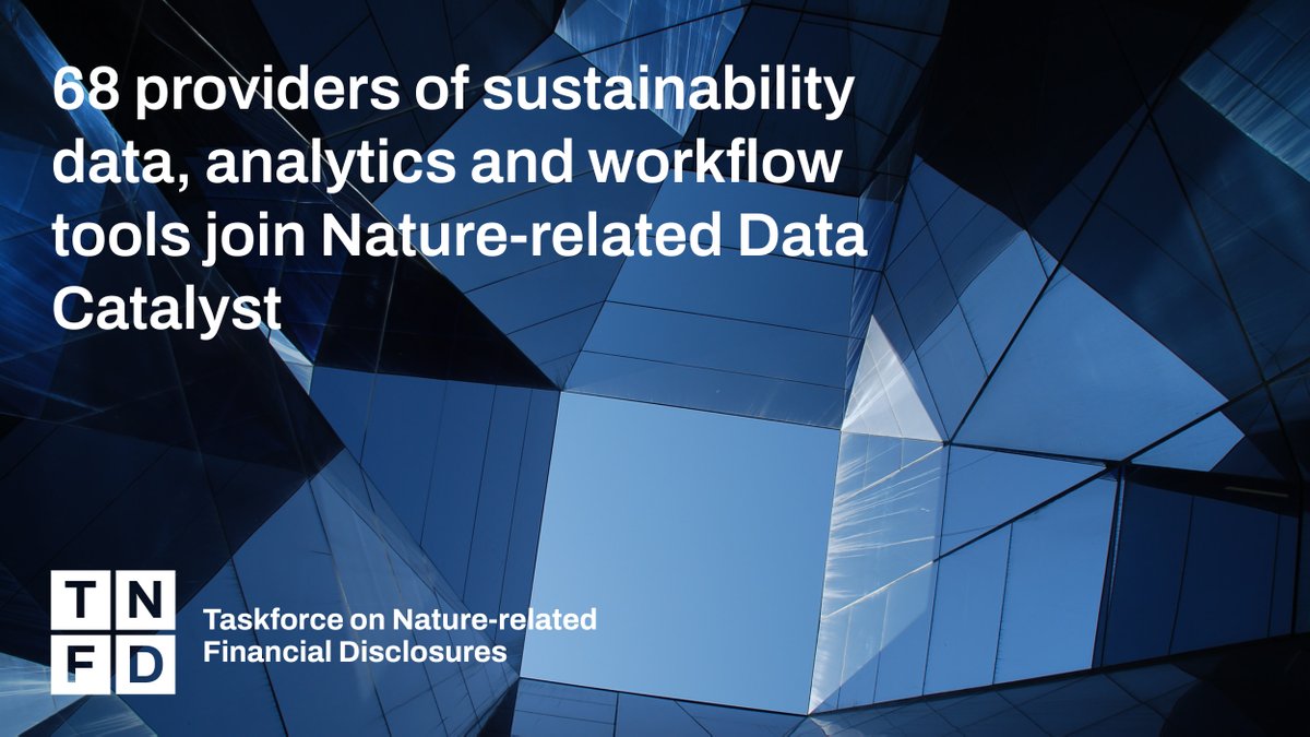 TNFD_'s tweet photo. 68 providers of sustainability data, analytics &amp; workflow tools have joined the #Nature-related Data Catalyst, launched by #TNFD in July in response to market demand for decision-useful data &amp; tools on nature-related risks &amp; opportunities

Learn more: https://t.co/el7foP2PCl https://t.co/i8uRSYdbPx