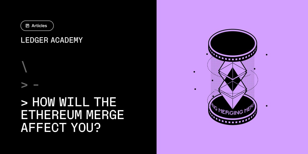 Ledger's tweet photo. 🚨 The #EthereumMerge is coming! 🚨

Our main recommendation? Stay informed. 

🔎 Here is everything you need to know about it, how to stay safe during the Merge, and what to expect post-Merge: https://t.co/KvWi5Qes2Z https://t.co/leK4FZCHZ6