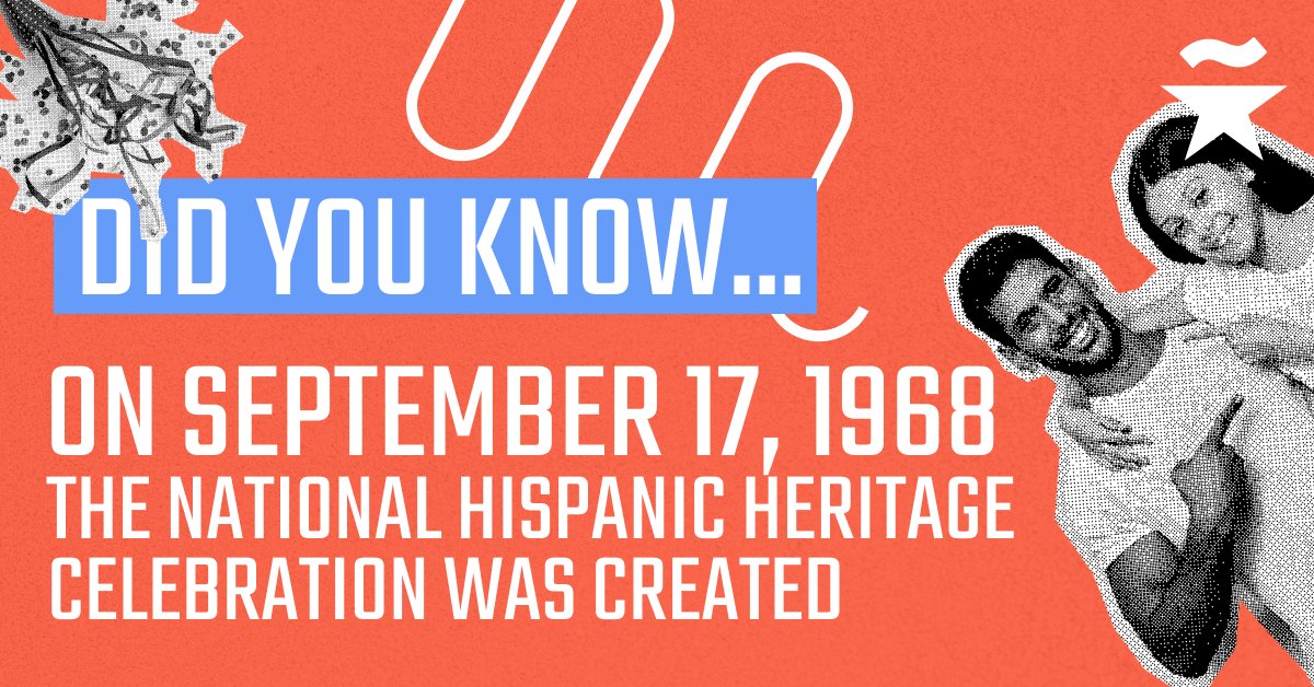 In 1968, Pdte. Lyndon B. Johnson signed the National Hispanic Heritage Week bill into law. In 1987, a bill was submitted to expand the week into a #HispanicHeritageMonth.
We're 2 weeks away from this celebration! Register for our #OpeningCeremony at bit.ly/HHMKickoff2022