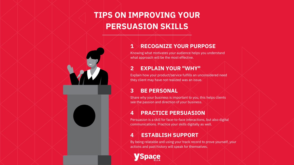 Being persuasive is a skill that every entrepreneur requires, that’s why we’ve decided to include some of our best tips on improving your persuasion skills!

Have any tips on being a persuasive business owner? Let us know by leaving a reply!

#BusinessSupport #BusinessStrategy