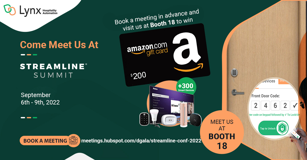LynxSmartRental's tweet image. We are excited to meet you at Streamline Summit 2022.

Meet us at Booth #18, know about how @LynxSmartRental can make your guest's experience safe and comfortable. 

Book your meeting in advance and win a gift voucher -bit.ly/3RblLLy

#streamlinesummit #vacationrentals
