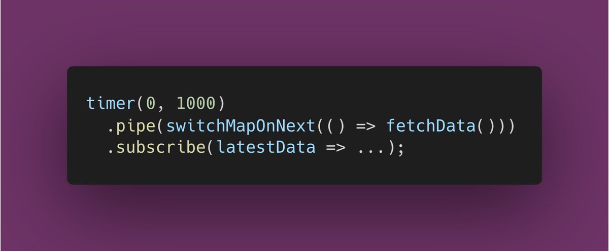 yjaaidi's tweet image. Just stumbled upon a use case where I needed a new #reactivex #rxjs flattening strategy: switchMapOnNext

Instead of unsubscribing from previous observables when it subscribes to a new observables, it waits for the new observable to emit.

Anyone else needs this?

🧵

#javascript