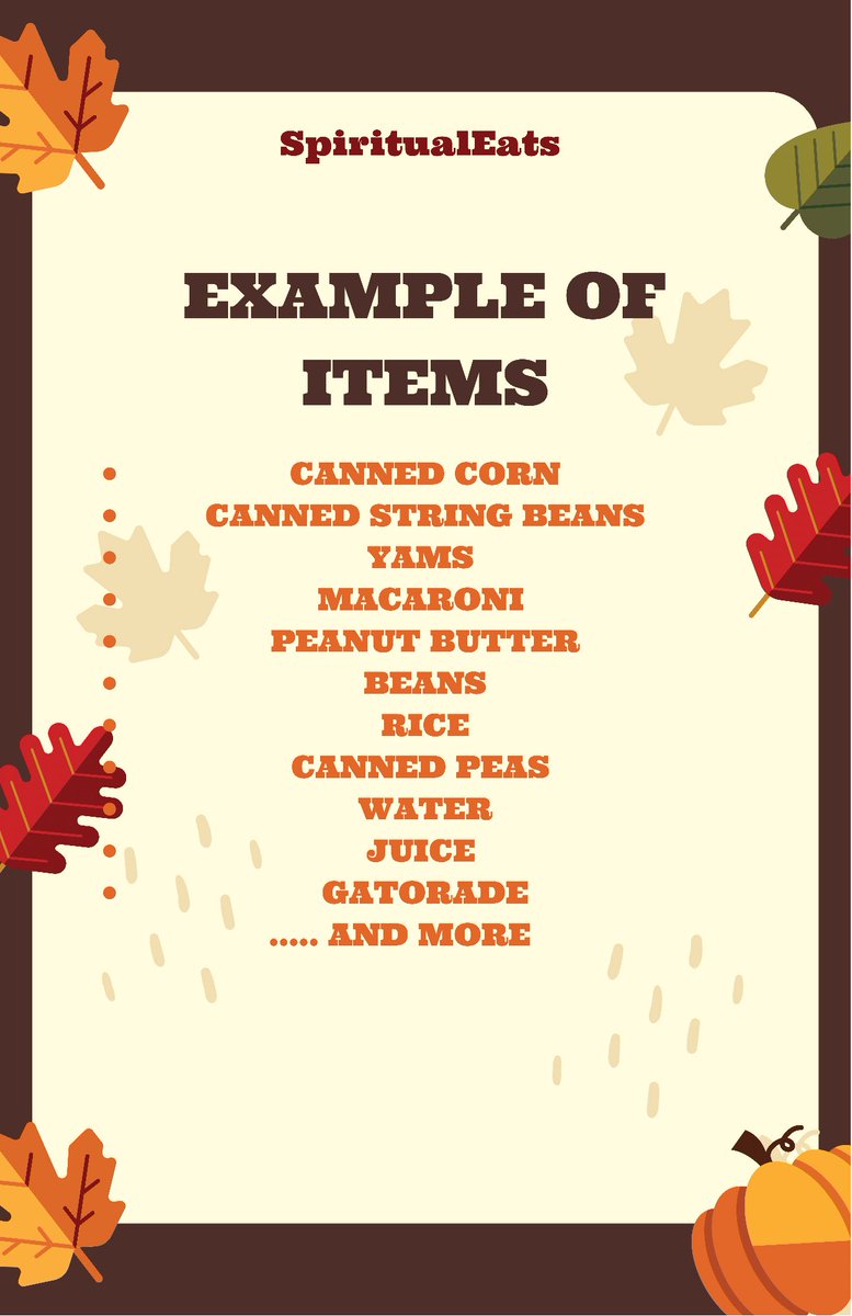 EatsSpiritual's tweet photo. Spiritual Eats is hosting our Annual Food Drive! We will begin accepting donations starting TODAY, September 1, 2022 through November 3, 2022. We ask that you all would donate non-perishable food items. Dm for drop off location. Remember it’s always great to help others 🌻💛 https://t.co/mwnuZ7ABeS