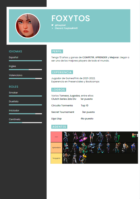 F/A tanto individual como en bloque con el equipo de 
<a href="/armonixesports/">Armonix</a>
 
-Experencia Competitiva en LAN y online en valorant
-Ganas de ser god
-Aqui os dejo mi tracker 
tracker.gg/valorant/profi…
-Se agradecen Rts 🫶🫶