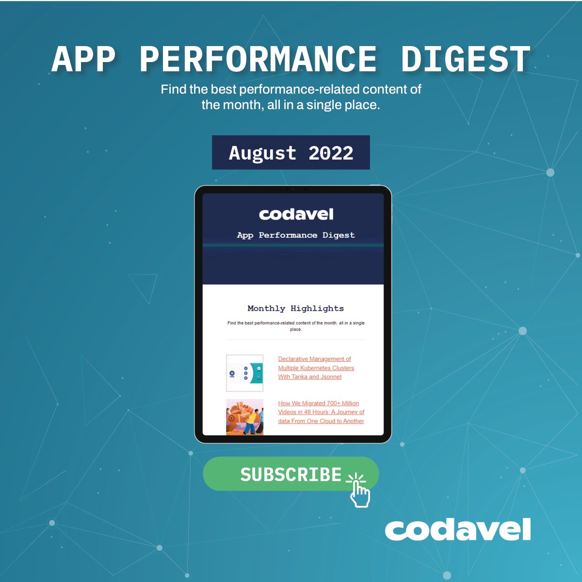 codavel's tweet photo. Silly season's over, it's time to rentrée. And what's better than starting a new month with our App Performance Diggest?

Check our team's recommendations and what's new in September here 👉 https://t.co/TRJitT4qII https://t.co/UsZMR06HDn