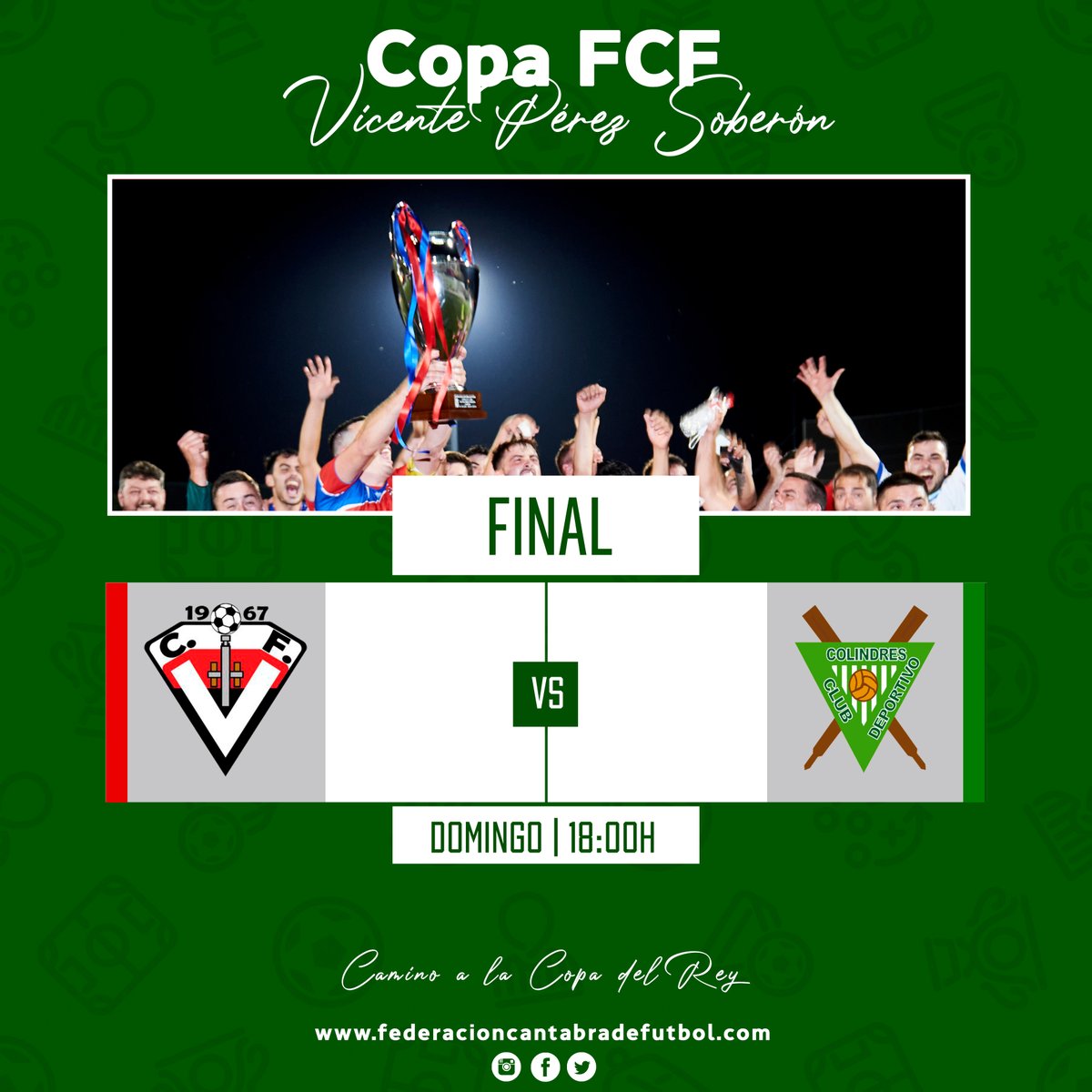 RFCF_es's tweet photo. 🎲 𝗦𝗢𝗥𝗧𝗘𝗢 de 𝘿𝙊𝙎 𝙀𝙉𝙏𝙍𝘼𝘿𝘼𝙎 para la final de la #CopaFCF - Vicente Pérez Soberón entre @Velarde_CF y @CDColindresyEMF

🤝Para participar:

1⃣Síguenos
2⃣𝗙𝗔𝗩𝗢𝗥𝗜𝗧𝗢 a este tweet
3⃣Contesta correctamente: ¿Qué equipo ganó la #CopaFCF 2021?

🏆Mañana, ganador https://t.co/uLDxon7Yu1