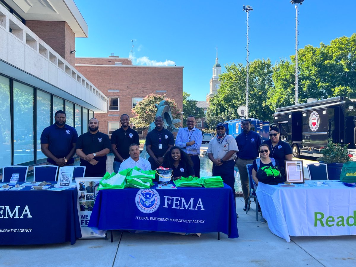 fema's tweet photo. We're at @HowardU today to kick off National Preparedness Month, talking about Black &amp; African American communities &amp; how they’re disproportionately affected by disasters. We’re optimistic about the #LastingLegacy these students are helping to build in communities nationwide. https://t.co/KSAF6c9WC7