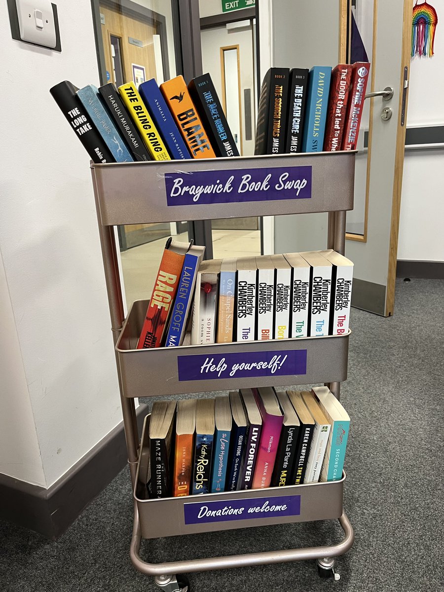 Very proud of my new parents book swap trolley, ready to wheel out on the gate when school opens next week. We are on a mission to make EVERYONE in our school community to become a reader and have our parents leading by example. <a href="/OpenUni_RfP/">Reading for Pleasure 🧶</a>