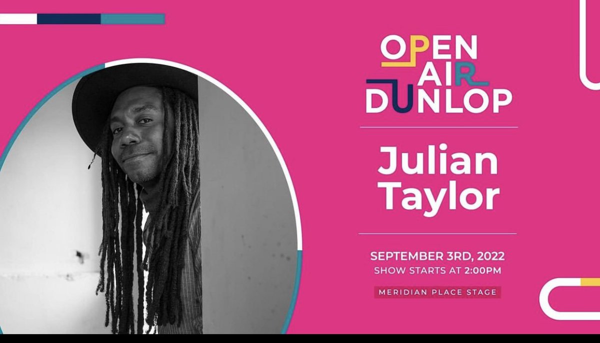 Don't miss <a href="/jtaylorband/">Julian Taylor</a> at 2pm on Sept 3rd taking the Meridian Place stage on Barrie's waterfront! Presented by our friends <a href="/DowntownBarrie/">Downtown Barrie BIA</a> as part of #OpenAirDunlop. See you there!