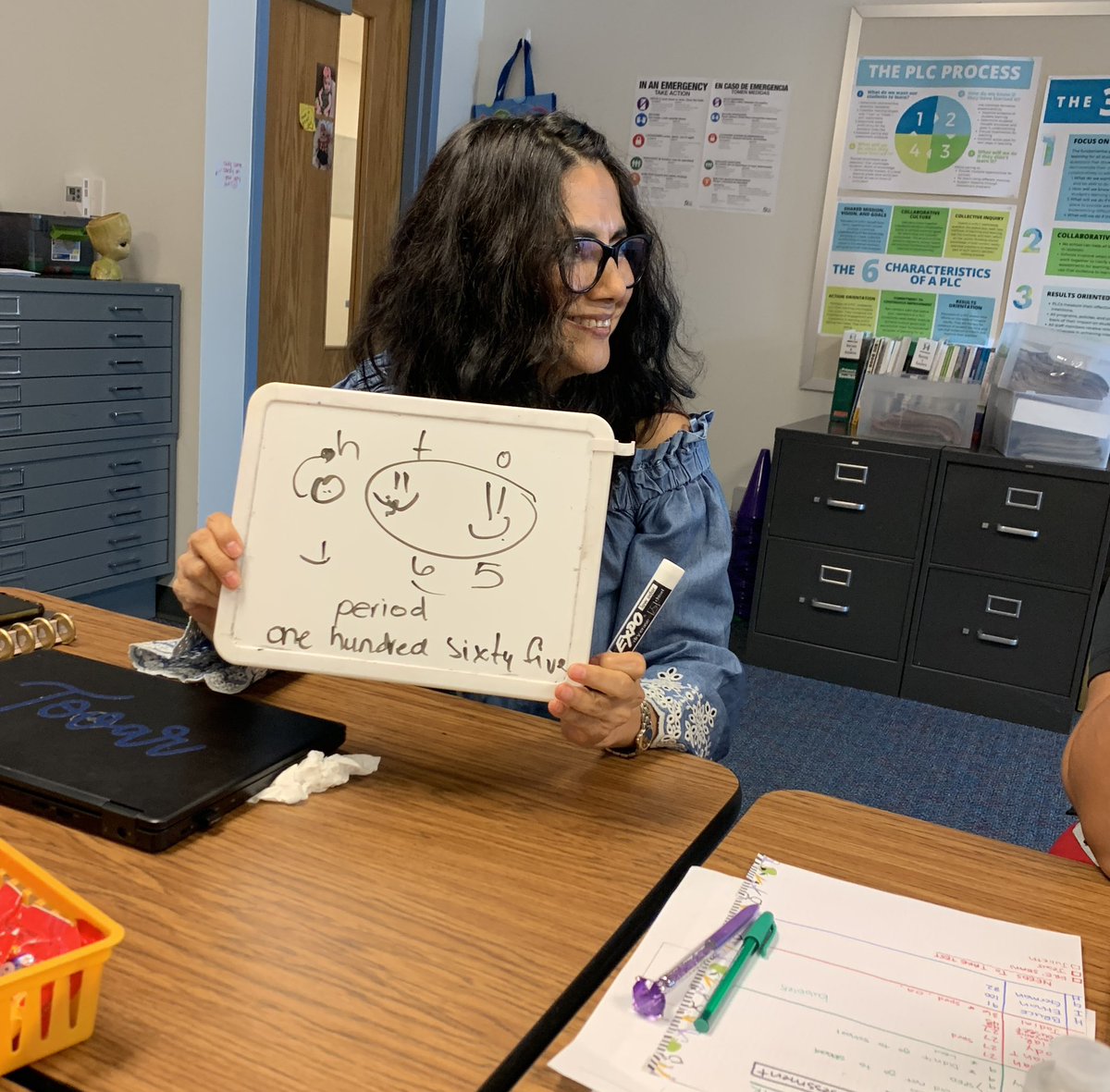 MsMandiLewis's tweet photo. Our 2nd grade math team is rocking their collaborative team meetings!! Ms. Tovar, @Mariellena21, and Dr. Quijano analyzed assessment data and discussed instructional strategies. Here is Ms. Tovar modeling one of her strategies for place value. ๐คฉ #ThePowerofUs https://t.co/k27trXfGAd