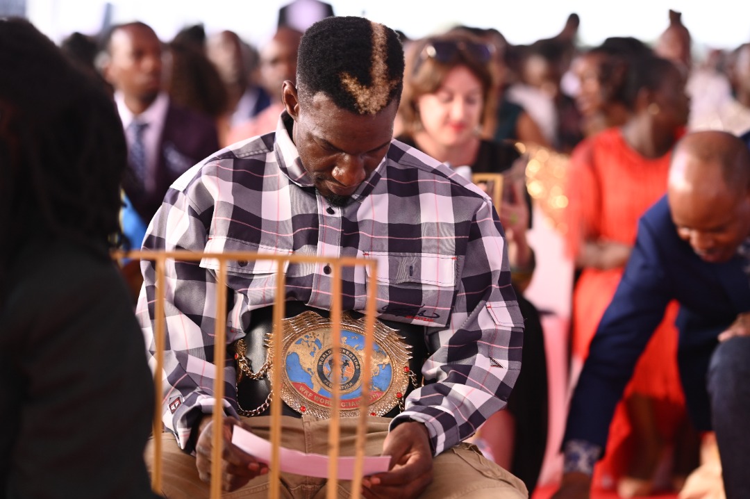 sQoopUG's tweet photo. Singer and audio producer Daddy Andre and kick boxer Moses Golola  have graced Prophet Elvis Mbonye's celebration at Zoe Grounds #SqoopUpdates https://t.co/J6RJSr15uB