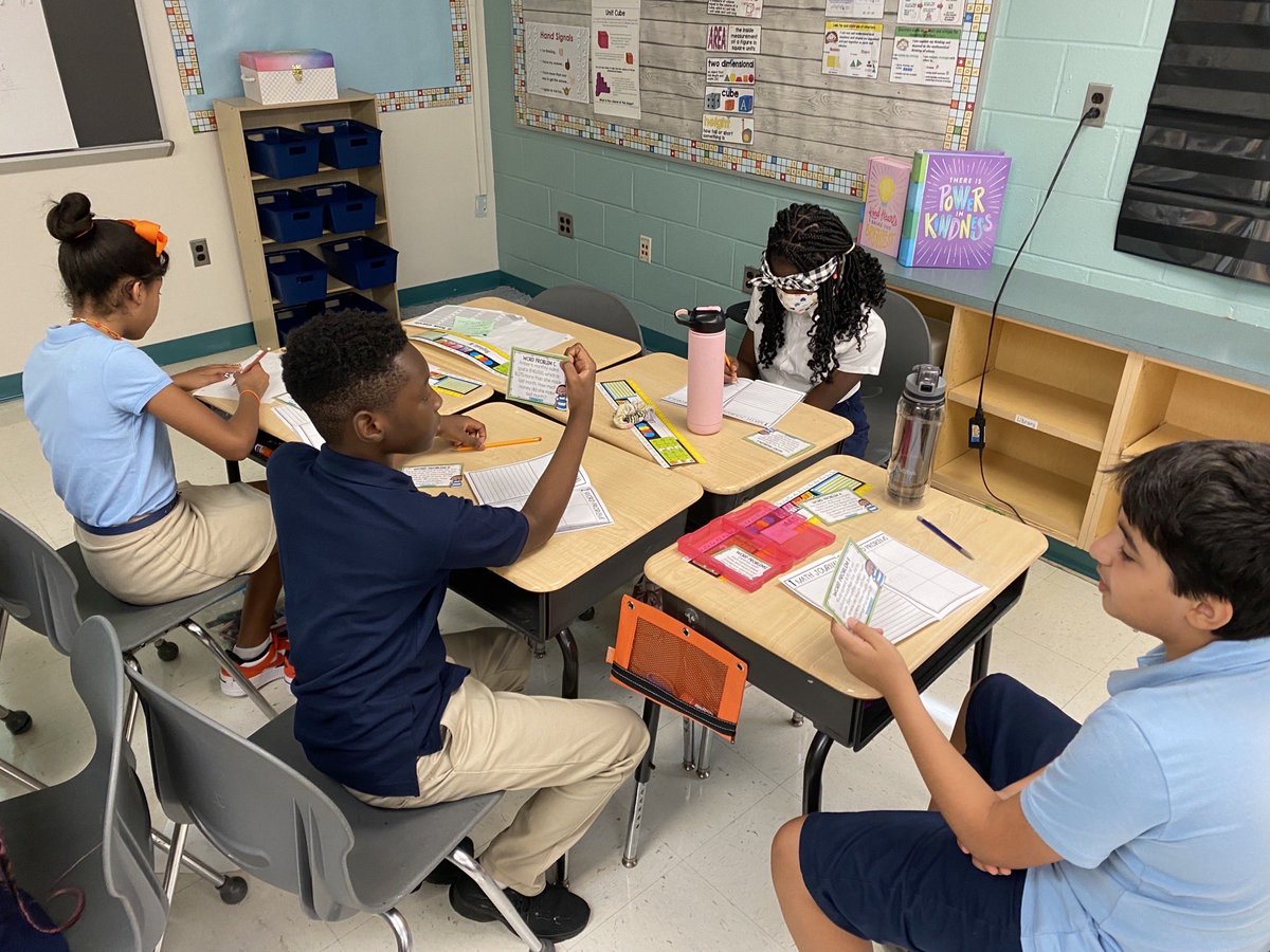 SevenOaksES's tweet photo. Our 5th Grade Lions in Ms. Saunders’ class are hard at work and excited about their Math Centers! We’re engaging in math talks and exploring key components of math practice! Perhaps the next Einstein is among us? 🤩🤩🤩 #WeAreSevenOaks #MathPRIDE @AACountySchools @Ken_Patterson https://t.co/Ev1vFgXXKj