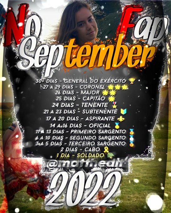 🪖 #nofapseptember https://t.co/1A9LdrphzC<a href="/tag/nofapseptember"class="tags">#nofapseptember</a>