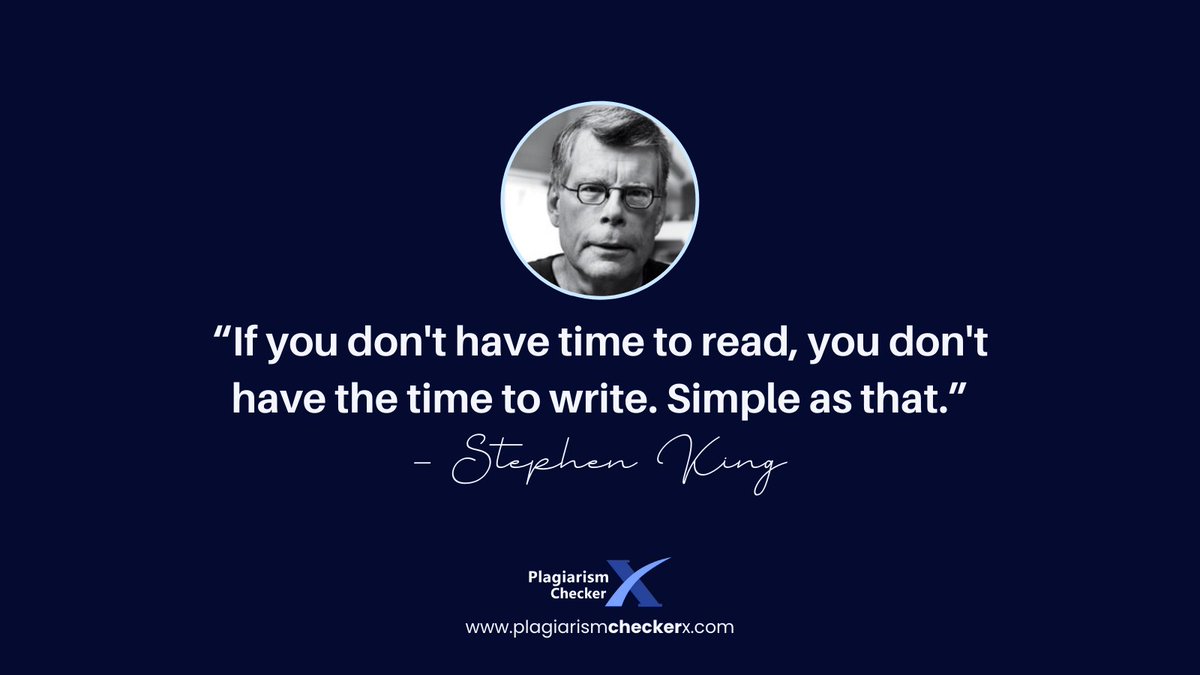 To produce scientific content, you need to absorb scientific content. This is wonderful quote by Stephen King (American author)

“If you don't have time to read, you don't have the time to write. Simple as that.”
- Stephen King

Follow Plagiarism Checker X for more content.