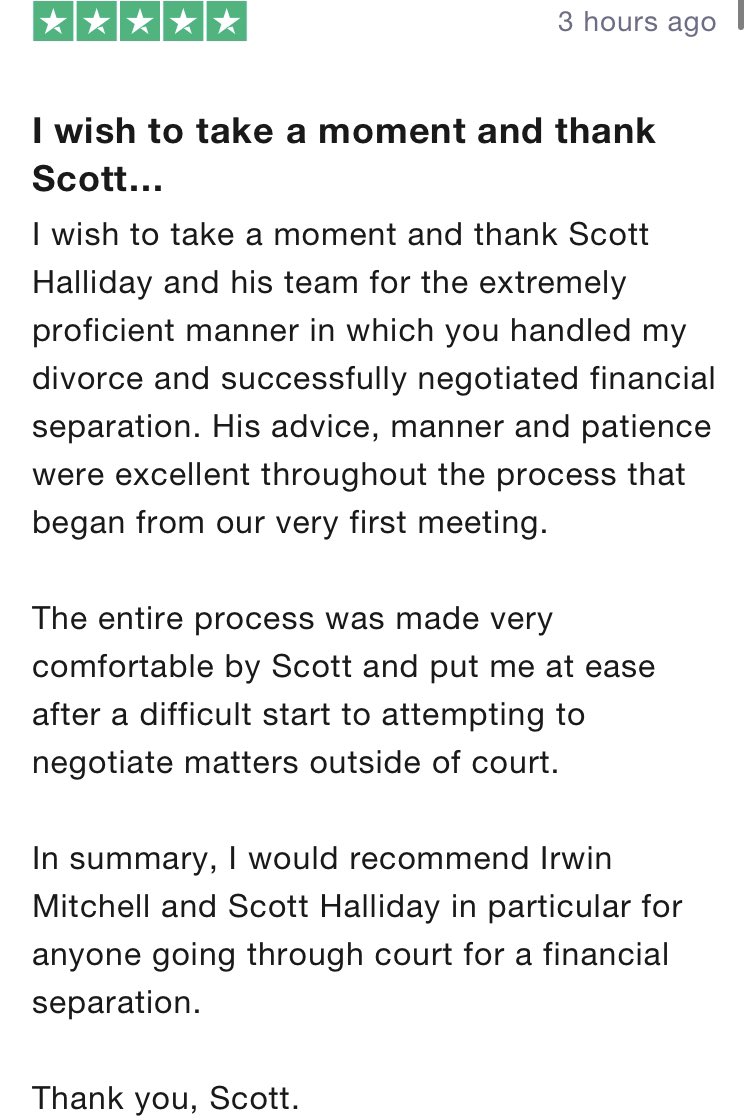 ScottJHalliday's tweet photo. Great client and a sensible outcome. Worked in conjunction with great @AM_Chawla 5 ⭐️ as ever a full team effort! #familylaw https://t.co/ERTASwWc6i