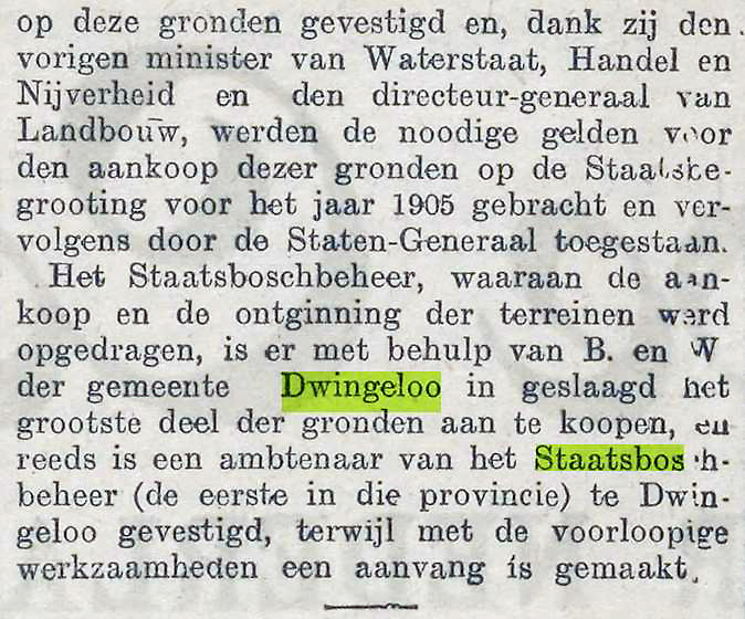 Langzamerhand wordt duidelijk hoe het allemaal is begonnen, het inplanten van het #stuifzand  dat tot  boswachterij #Dwingeloo werd getransformeerd. 
Een van de thema's van mijn volgende boek: Van stuifzand tot staatsbos (werktitel). Een artikel uit de Nieuwe Courant in 1906: